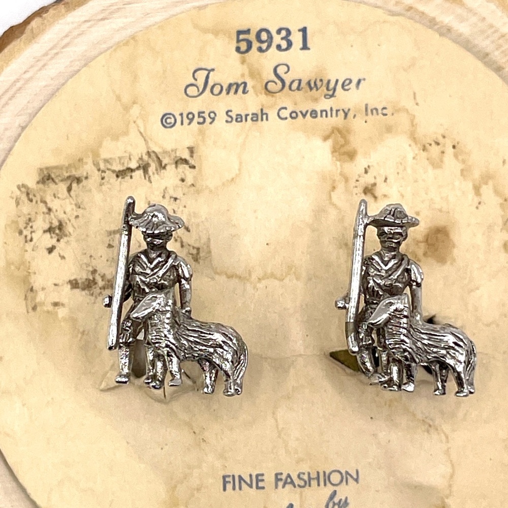 Sarah Coventry 1959 Tom Sawyer #5931 Cuff Links Vintage on Original Card